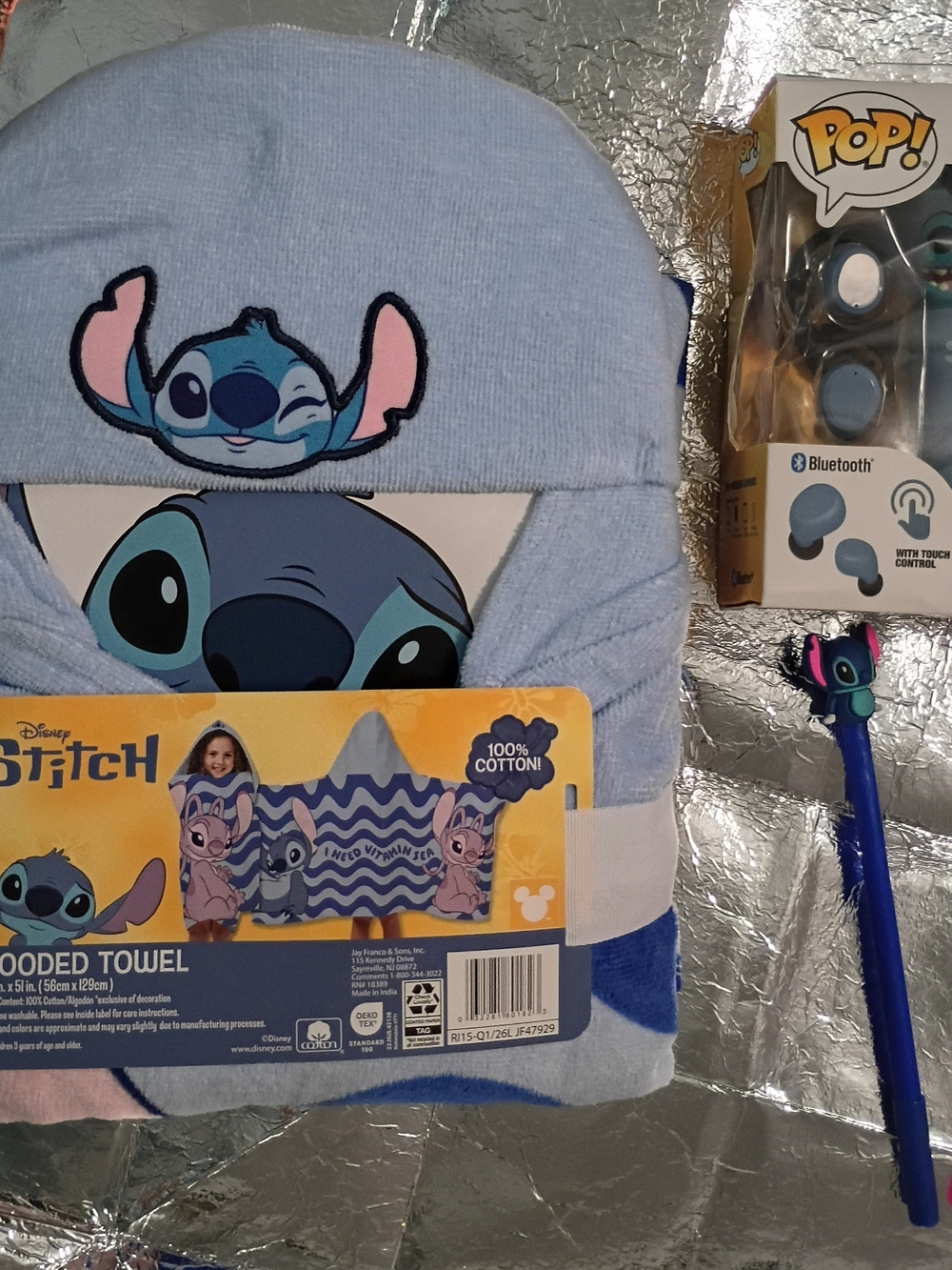 Disney Lilo & Stitch Light Blue Hooded Towel Set